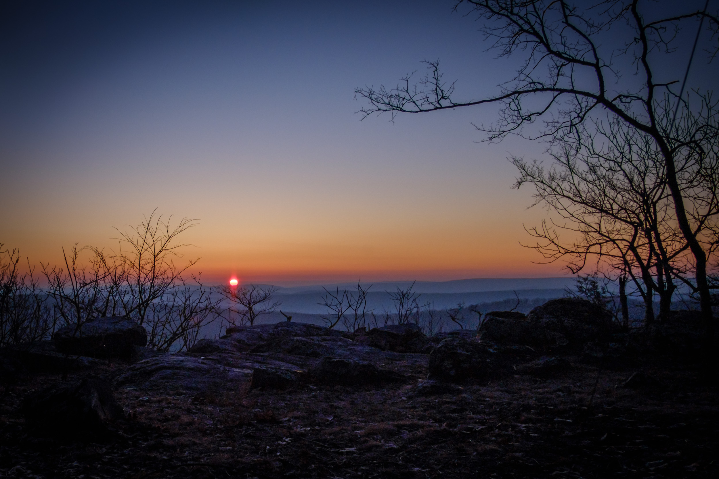 Two nights and a superb sunrise on the Bell Mountain Trail, Missouri. February 2020